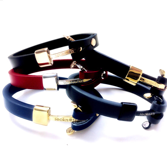 LEATHER W ANCHOR BRACELETS