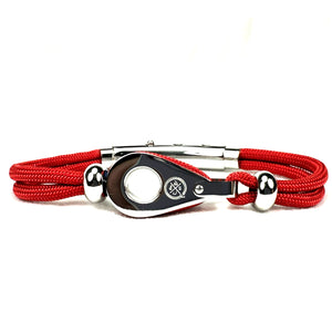 Double Cord Red with SS Pulley & Beads Silver