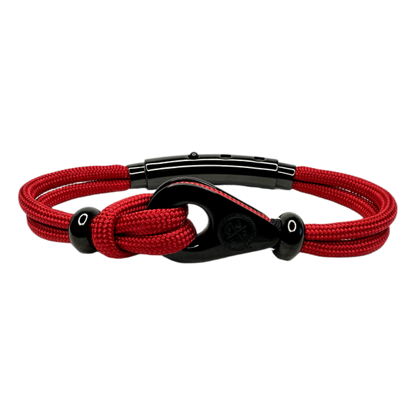 Double Cord Red with SS Pulley & Beads Black