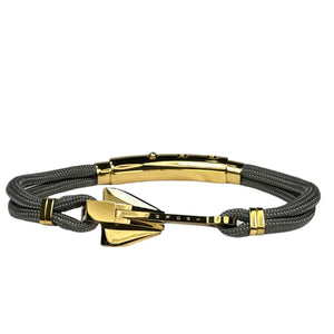 Double Cord Charcoal Grey w SS Danforth Anchor Gold