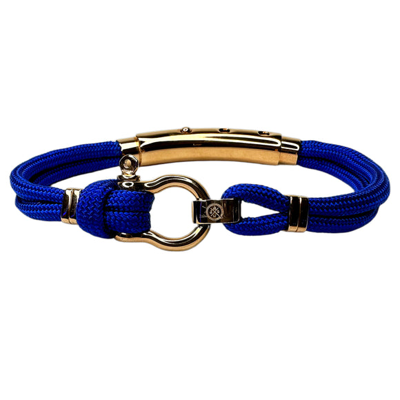 Double Cord SS Shackle W Knot Royal Blue / Rose Gold