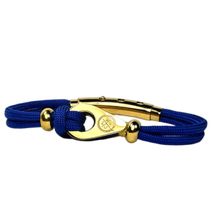 Double Cord Royal Blue with SS Pulley & Beads Gold