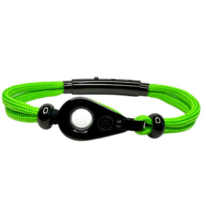 Double Cord in Neon Green with SS Pulley & Beads Black