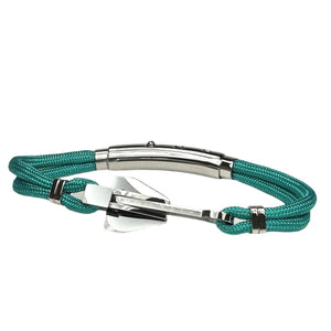 Double Cord Seafoam w SS Danforth Anchor Silver