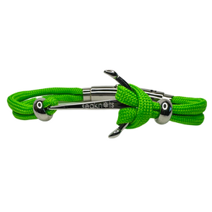 Double Neon Green with SS Anchor & Beads Silver