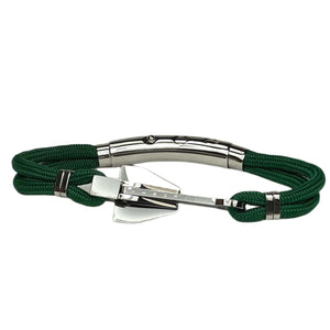 Double Cord Hunter Green w SS Danforth Anchor Silver