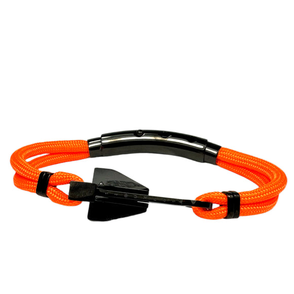 Double Cord Orange w SS Danforth Anchor Black Polished