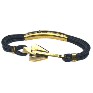 Double Cord Navy Blue w SS Danforth Anchor Gold