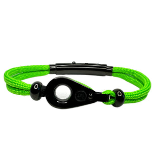 Double Cord Neon Green with SS Pulley & Beads Black