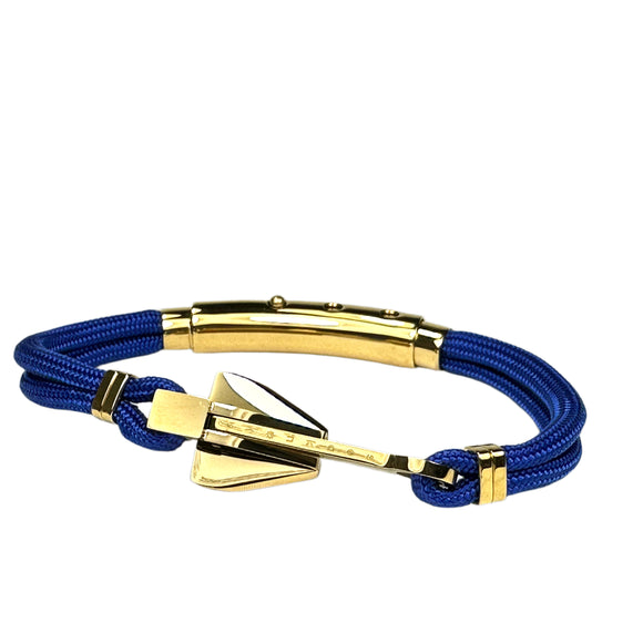 Double Cord Royal Blue w SS Danforth Anchor Gold