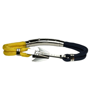 Double Cord Navy Blue / Yellow w SS Danforth Anchor Silver