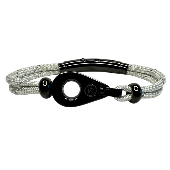 Double Cord Reflective Light Gray with SS Pulley & Beads Black