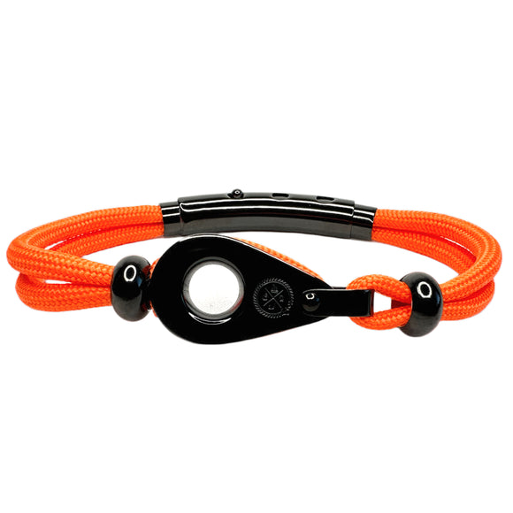 Double Cord in Neon Orange with SS Pulley & Beads Black