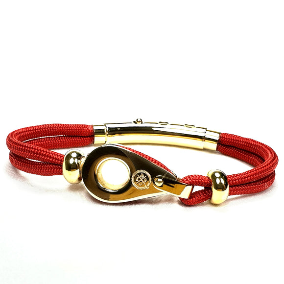 Double Cord Red with SS Pulley & Beads Gold