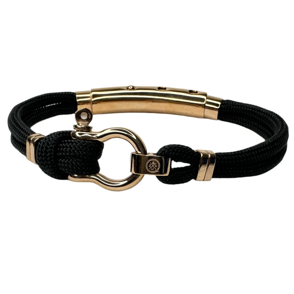 Double Cord Black SS Shackle W Knot Black / Rose Gold