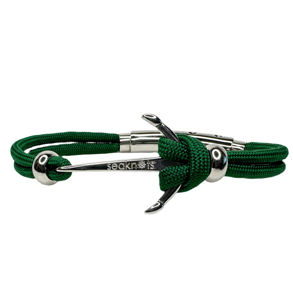 Double Kelly Green with SS Anchor & Beads Silver