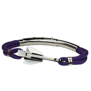 Double Cord Purple w SS Danforth Anchor Silver