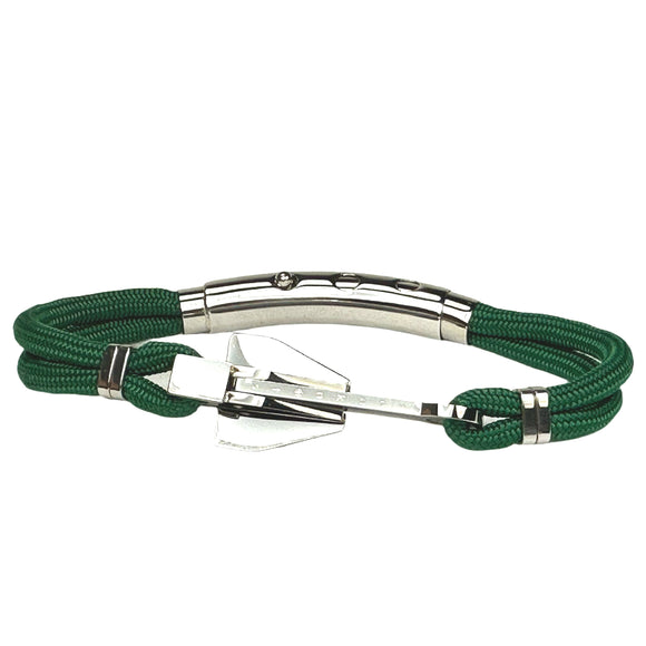 Double Cord Kelly Green w SS Danforth Anchor Silver