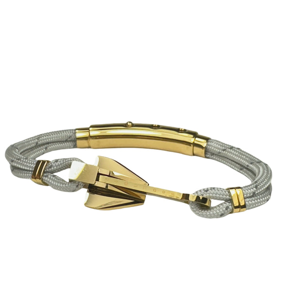 Double Cord Reflective Light Gray w SS Danforth Anchor Gold