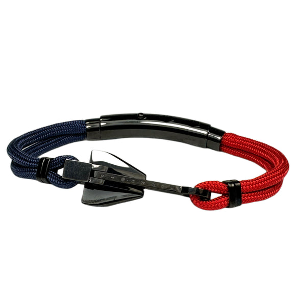 Double Cord Navy Blue / Red w SS Danforth Anchor Black Polished