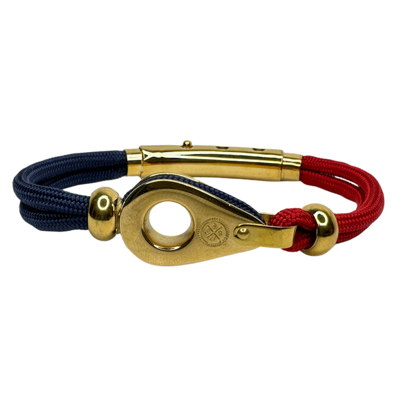 Double Cord Red / Navy Blue with SS Pulley & Beads Gold