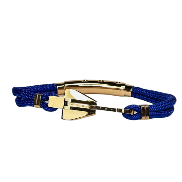 Double Cord Royal Blue w SS Danforth Anchor Rose Gold