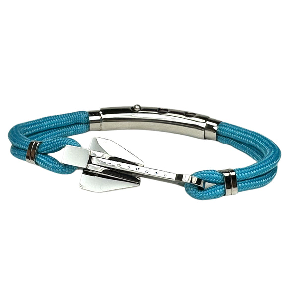 Double Cord Turquoise w SS Danforth Anchor Silver