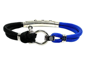 Double Cord SS Shackle W Knot Royal Blue / Black/  Silver