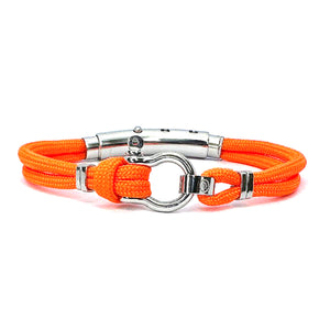 Double Cord SS Shackle W Knot Orange / Silver