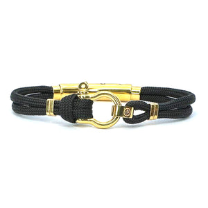 Double Cord SS Shackle W Knot Black / Gold