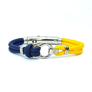 Double Cord SS Shackle W Knot Navy / Yellow / Silver