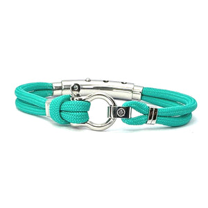 Double Cord SS Shackle W Knot Aqua / Silver