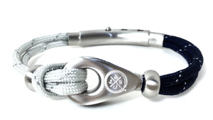 Double Cord Reflective Light Gray / Reflective Black with SS Pulley & Beads Brushed Silver
