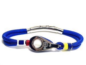 Double Cord Royal Blue With SS Pulley w Shackle & Flags Silver