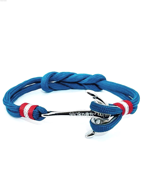 Double Cord Med Blue with SS Anchor Silver