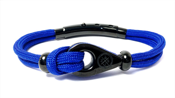 Double Cord in Royal Blue with SS Pulley & Beads Black