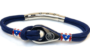 Double Cord Navy With SS Pulley & PR Flags Silver