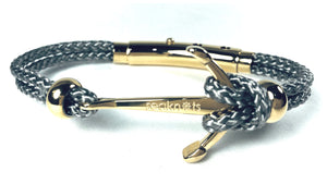 Double Cord Gray Rope with SS Anchor & Beads Gold