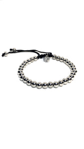 Med SS Beads Bracelet Brushed Silver