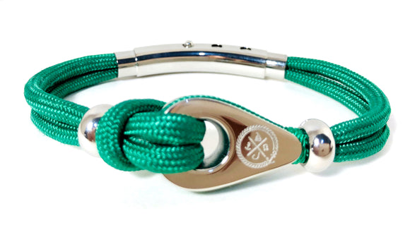 Double Cord Bright Green with SS Pulley & Beads Silver