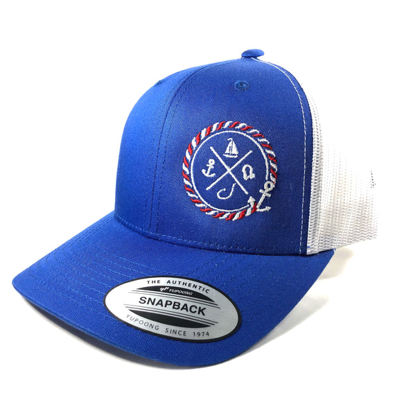 Mesh Snap Back Cap Royal Blue / White Mesh