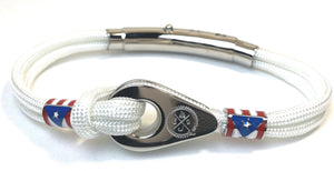 Double Cord White with SS Pulley & PR Flags Silver