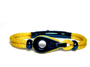 Double Cord Mustard Rope With SS Pulley & Beads Blue Ed