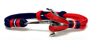 Double Cord Navy / Red with SS Anchor Silver