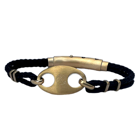 Double Cord Mariner Link Black Rope / Brushed Gold