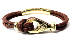 Double Cord in Brown with SS Pulley & Beads Gold