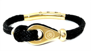 Double Cord in Black Rope with SS Pulley & Beads Gold