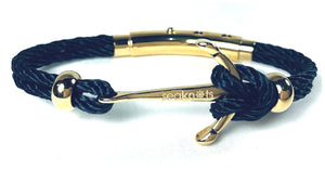 Double Cord Navy Rope with SS Anchor & Beads Gold