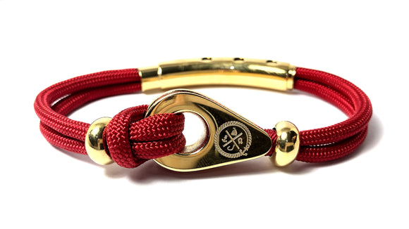 Double Cord Red with SS Pulley & Beads Gold