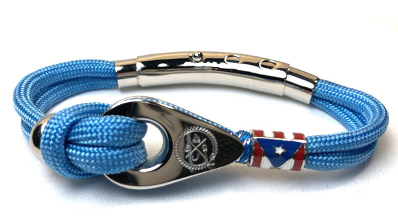 Double Cord Baby Blue with SS Pulley & PR Flag Silver